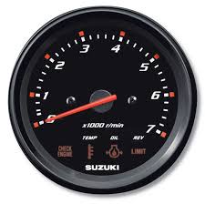 Suzuki 4" Black Face Tachometer with monitor functions; 34200-93J02