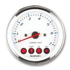 Suzuki 4" White Face Tachometer with monitor functions; 34200-93J14